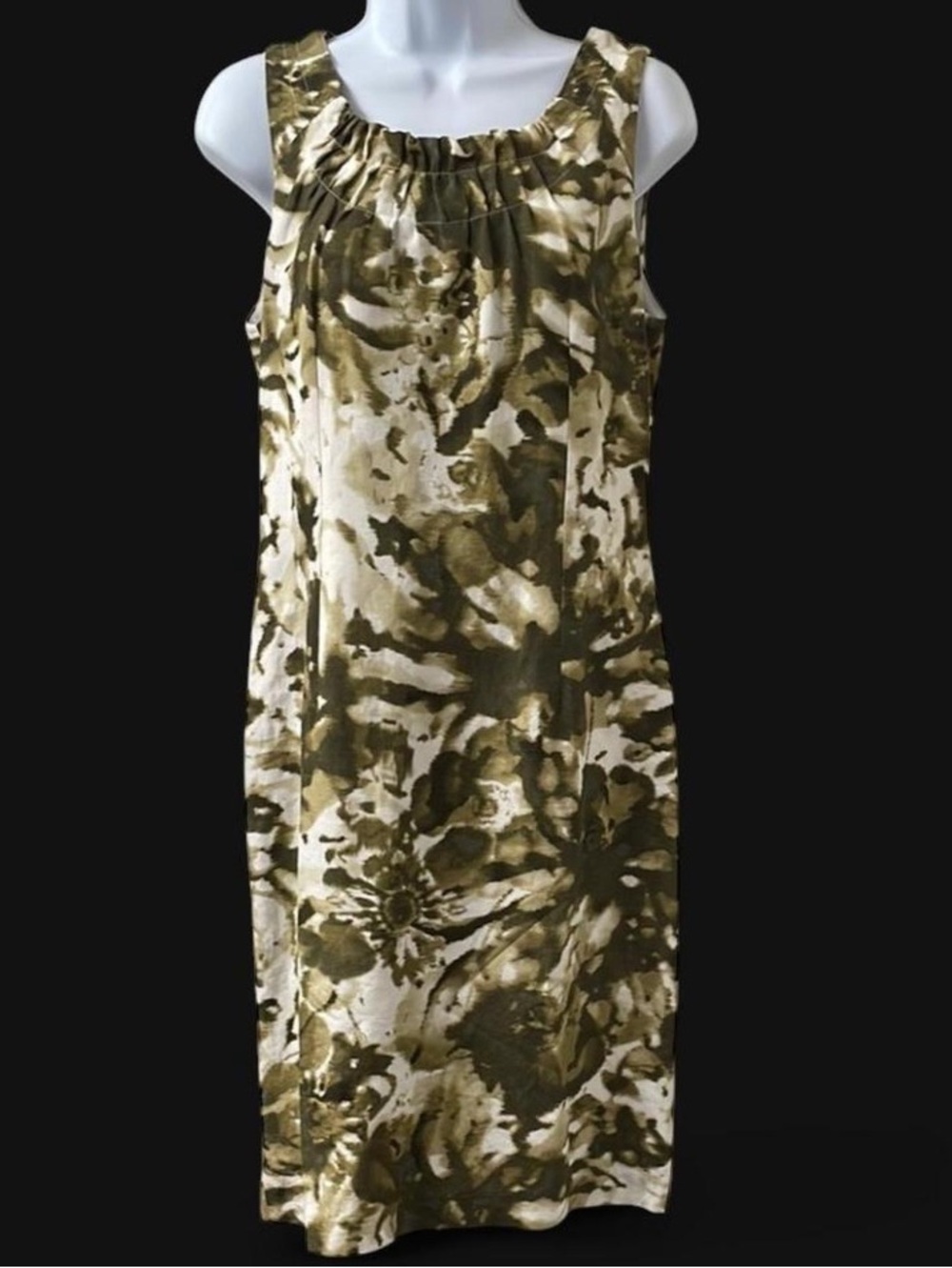 Calvin Klein Olive Tie-Dye Sleeveless Dress